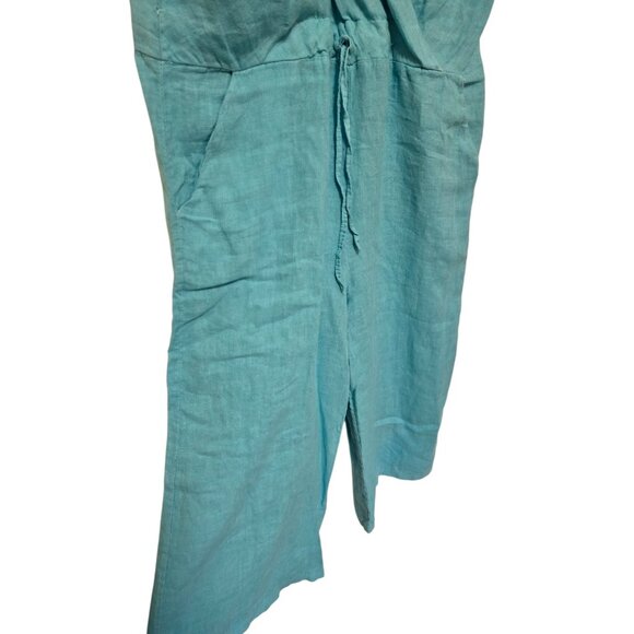 Meo Meli Linen Jumpsuit Womens One Size Blue Wide Leg Made In Italy - Picture 2 of 6